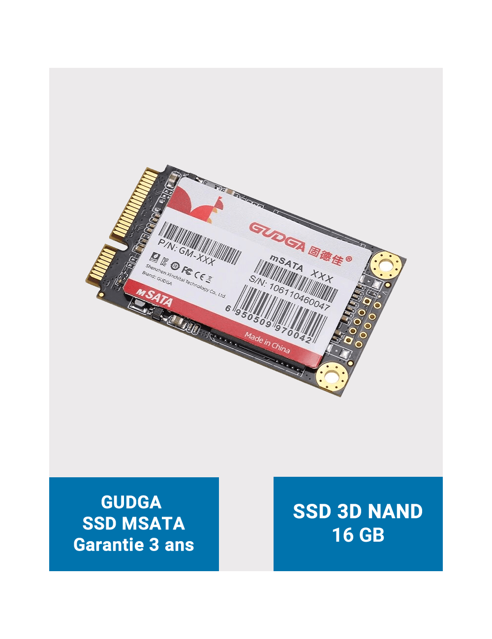 GUDGA Disque SSD interne MSATA 16GB