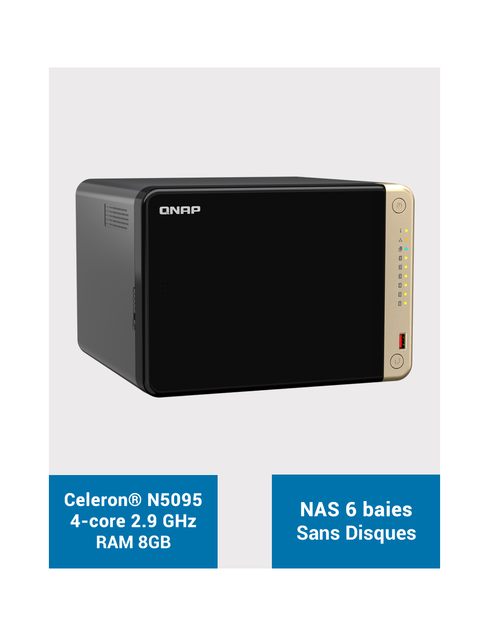 QNAP TS-664 8GB Serveur NAS 6 baies (Sans disques)