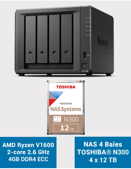 Synology DS923+ 4GB NAS Server Toshiba N300 48TB (4x12TB)