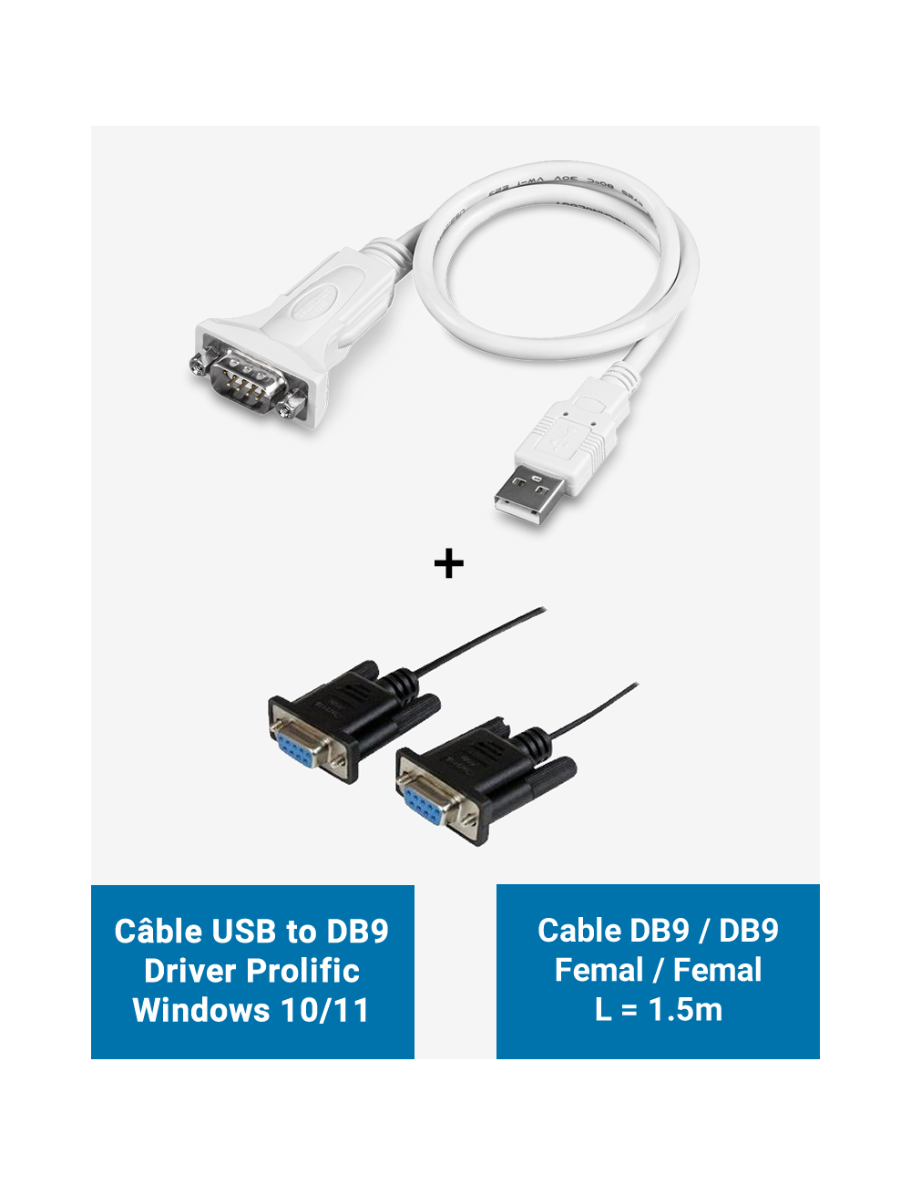 Câble admin pour Firewall - USB vers DB9 - Longueur du câble 1.5m