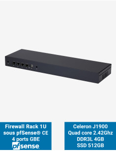 Firewall pfSense R1x J1900 Rack 1U 4 puertos GbE 4Go SSD 512Go