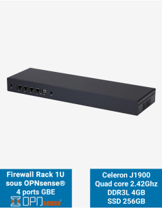 Firewall OPNsense R1x J1900 Rack 1U 4 ports GbE 4Go SSD 256Go