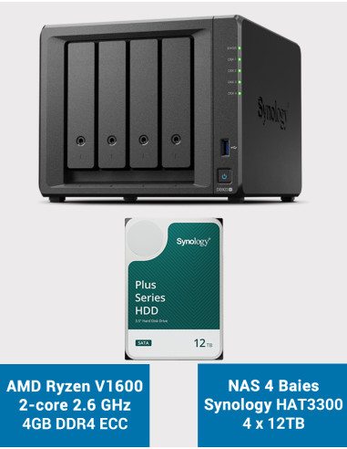 Synology DS923+ 4GB Serveur NAS HAT3300 48To (4x12To)