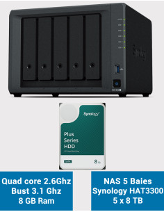 Synology DiskStation DS1522+ Servidor NAS HAT3300 40TB (5x8TB)