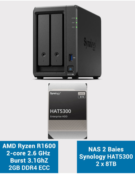 Synology DS723+ NAS Server HAT5300 16TB (2x8TB)