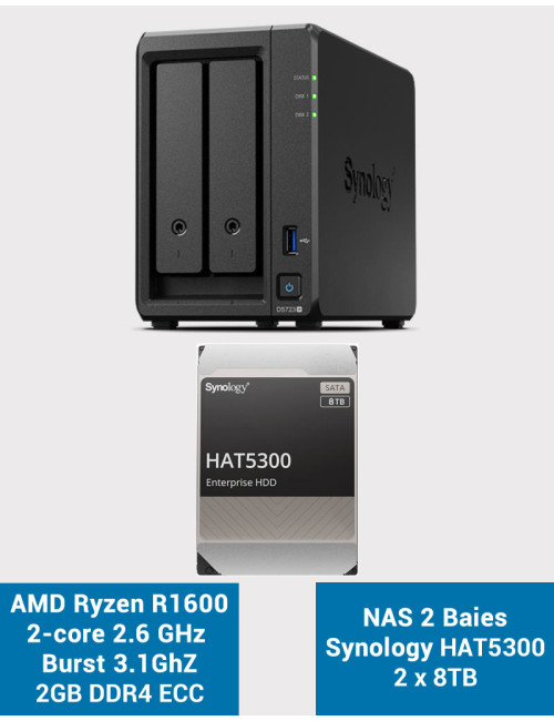 Synology DS723+ Serveur NAS HAT5300 16To (2x8To)