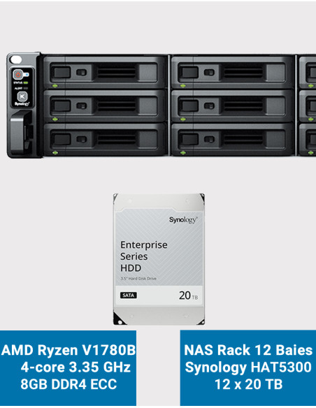 Synology RS2423+ Serveur NAS Rack 2U 12 baies HAT5300 240To (12x20To)