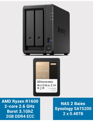 Synology DS723+ Servidor NAS SSD SAT5200 960GB (2x480GB)