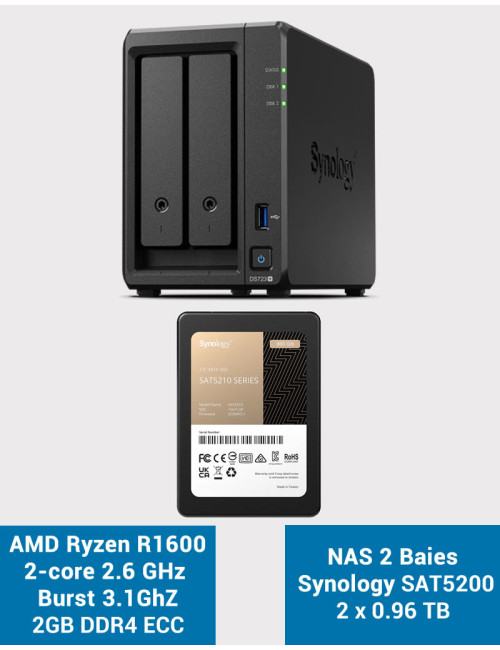 Synology DS723+ Serveur NAS SSD SAT5200 1920Go (2x960Go)