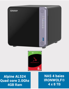 Qnap TS-432X Serveur NAS Seagate IronWolf 32To (4x8To)