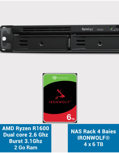 Synology RS422+ Servidor NAS Rack 1U 4 ranuras IRONWOLF 24TB (4x6TB) Synology RS422+ Servidor NAS Rack 1U 4 ranuras IRONWOLF 24TB (4x6TB)