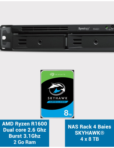Synology RS422+ NAS Server Rack 1U 4-Bay SKYHAWK 32TB (4x8TB)