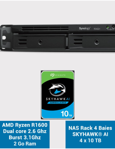 Synology RS422+ Serveur NAS Rack 1U 4 baies SKYHAWK 40To (4x10To) Synology RS422+ Serveur NAS Rack 1U 4 baies SKYHAWK 40To (4x10To)