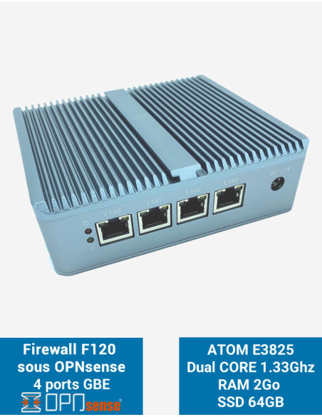 Firewall OPNsense® F120 4 ports 2Go SSD 60Go