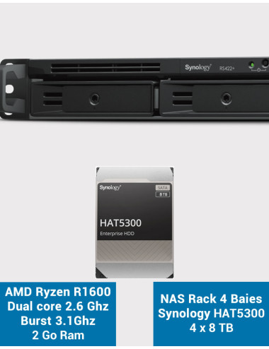 Synology RS422+ NAS Server Rack 1U 4-Bay HAT5300 32TB (4x8TB)