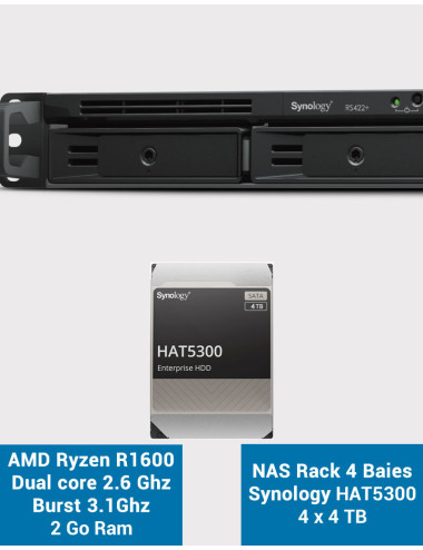 Synology RS422+ NAS Server Rack 1U 4-Bay HAT5300 16TB (4x4TB)