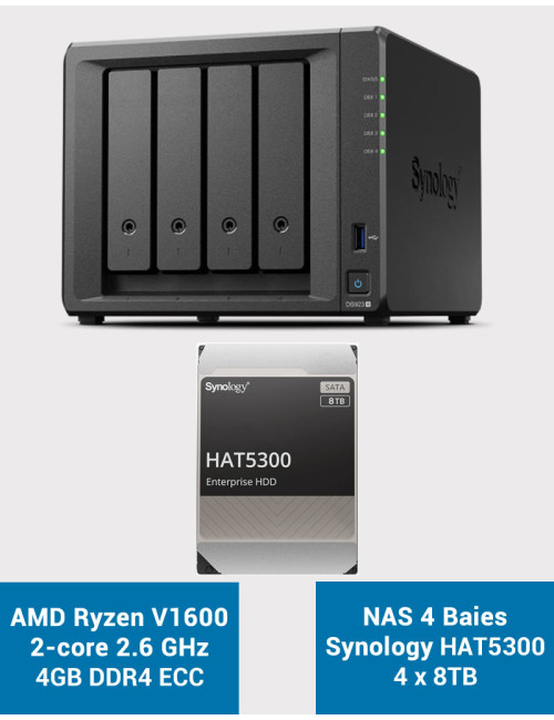 Synology DS923+ 4GB Serveur NAS HAT5300 32To (4x8To)