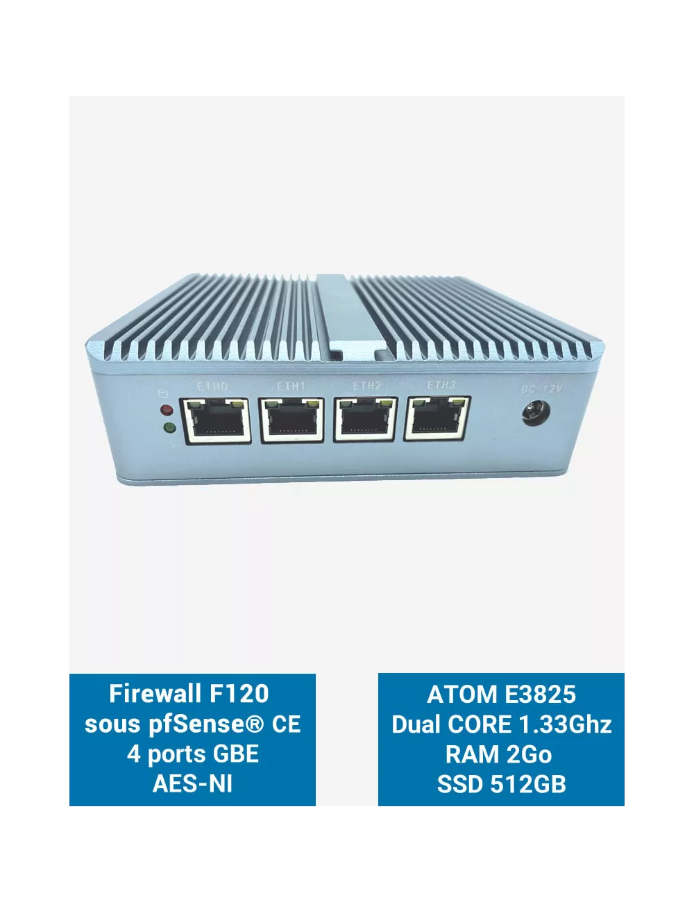 Firewall pfSense® F120 4 puertos 2GB SSD 500GB