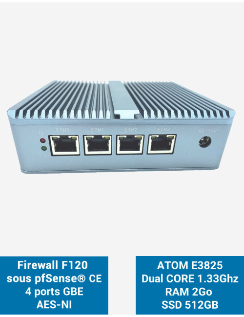 Firewall pfSense® F120 4 ports 2Go SSD 500Go