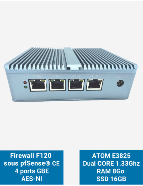 Firewall pfSense® F120 4 puertos 8GB SSD 16GB