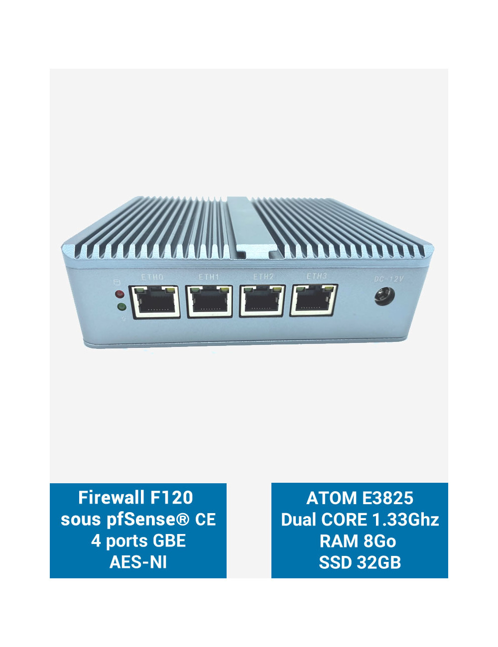 Firewall pfSense® F120 4 puertos 8GB SSD 30GB