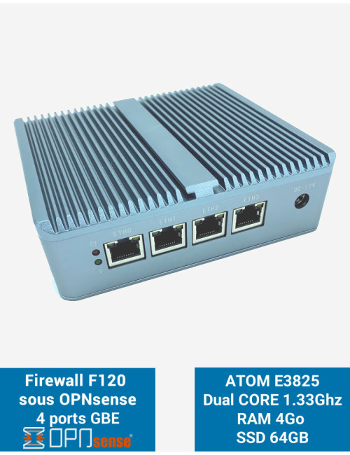 Firewall OPNsense® F120 4 ports 4GB SSD 60GB