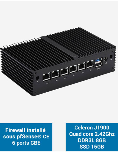 Firewall pfSense® Q1x J1900 6 Gigabit ports 8GB SSD 16GB