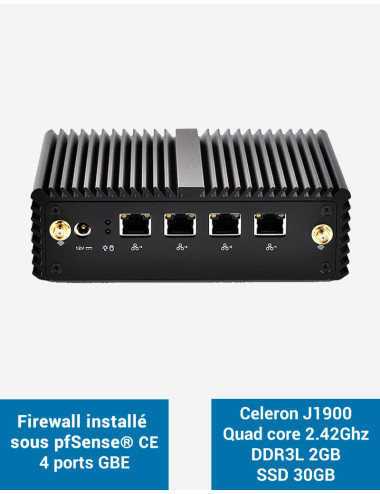 Firewall pfSense® Q1x J1900 4 puertos GbE 2GB SSD 30GB
