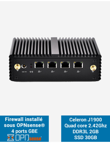 Firewall OPNsense® Q1x Celeron J1900 4 ports Gigabit 2Go SSD 30Go