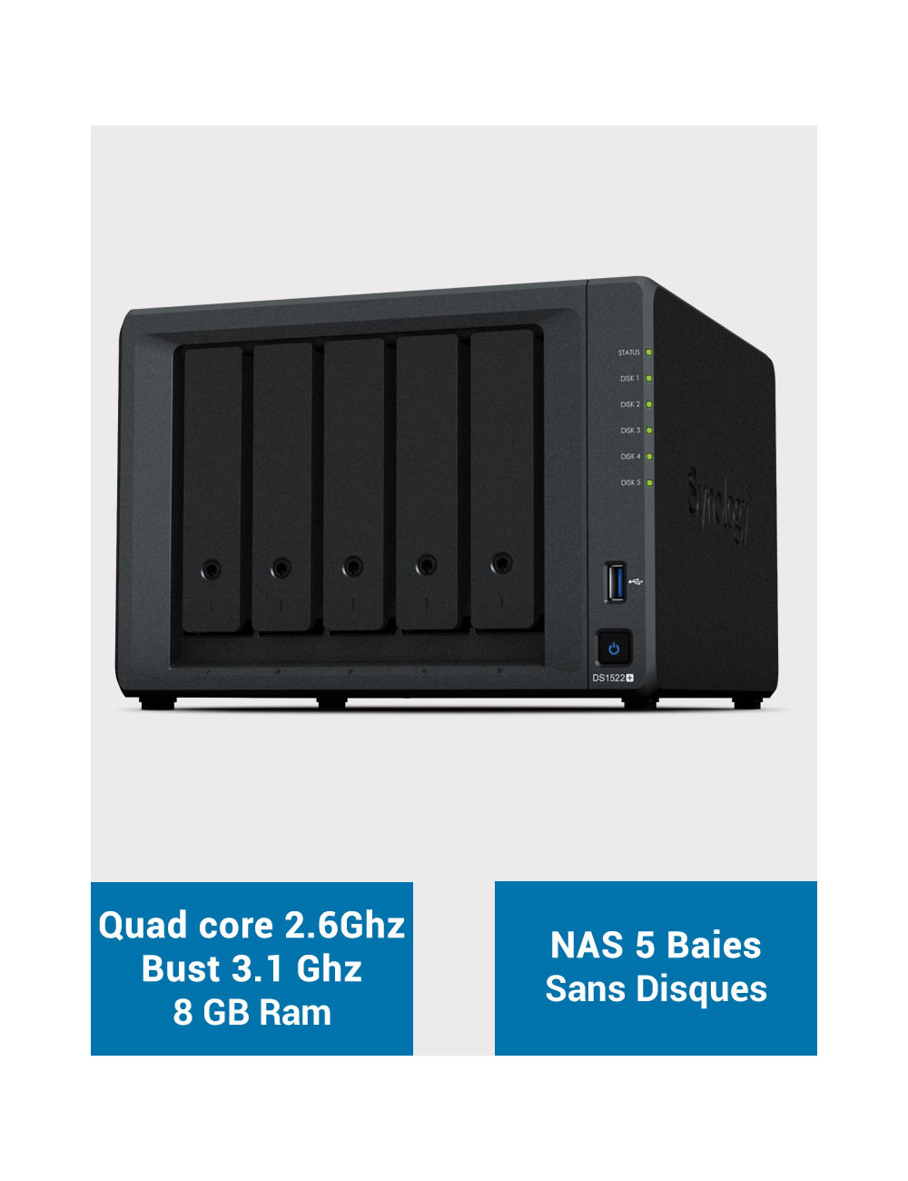 Synology DiskStation® DS1522+ NAS Server (Diskless)
