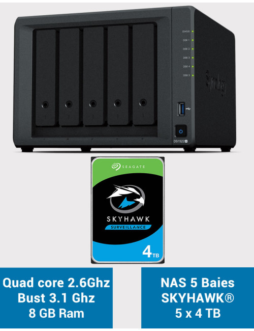 Synology DiskStation® DS1522+ NAS Server SKYHAWK 20TB (5x4TB)