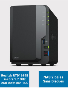 Synology DS223 2GB Serveur NAS (Sans Disques)