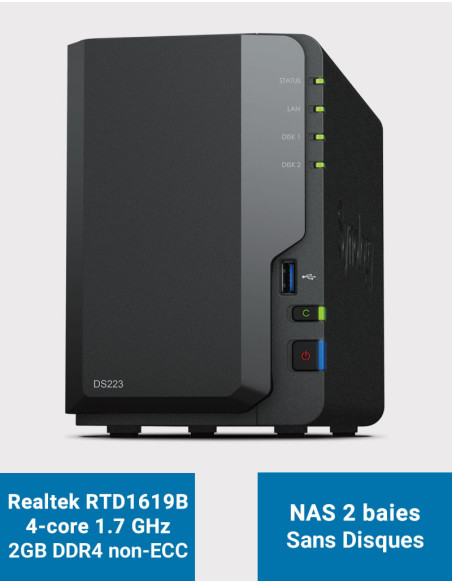 Synology DS223 2GB Serveur NAS (Sans Disques)