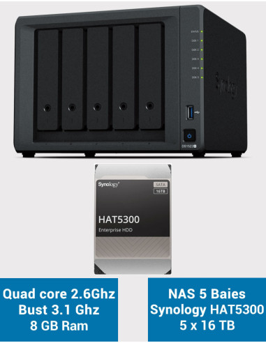 Synology DiskStation® DS1522+ Servidor NAS HAT5300 80TB (5x16TB) Synology DiskStation® DS1522+ Servidor NAS HAT5300 80TB (5x16TB)