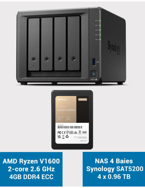 Synology DS923+ 4GB Servidor NAS SSD SAT5200 3840GB (4x960GB)