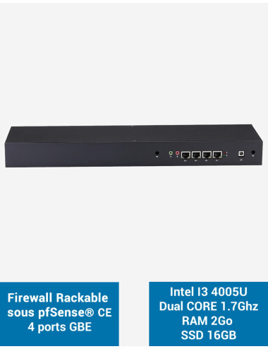 Firewall R3x I3 4005U Rack 1U under pfSense® CE 4 ports 2GB SSD 16GB