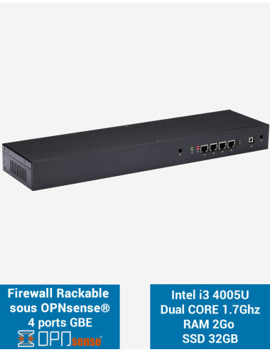 Firewall R3x I3 4005U Rack 1U under OPNsense® 4 ports 2GB SSD 30GB