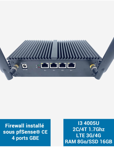 Firewall pfSense® Q3x I3 4005U 2 Gigabit ports LTE 4G 8GB SSD 16GB