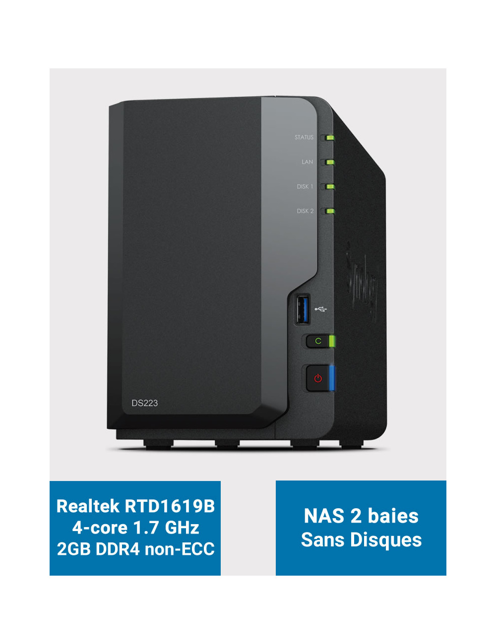 Synology DS223 NAS Server (Diskless)