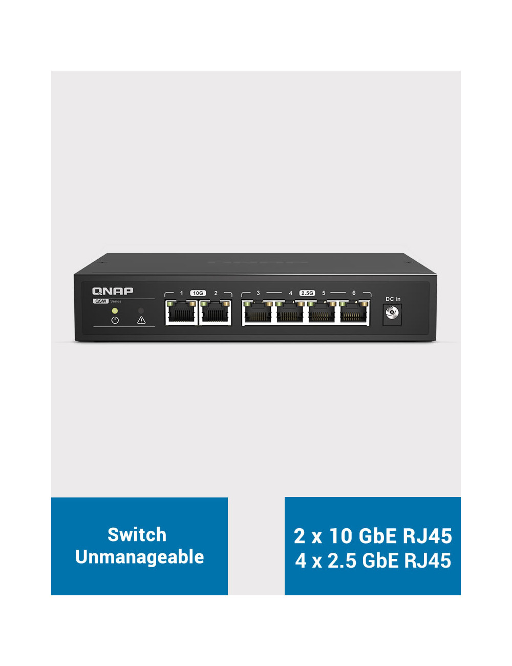 Switch QNAP 2 ports 10GbE RJ45 + 4 Ports 2.5 GbE RJ45