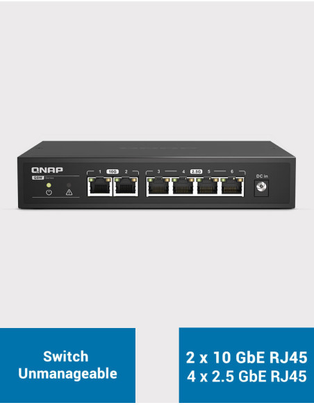 Switch QNAP 2 ports 10GbE RJ45 + 4 Ports 2.5 GbE RJ45