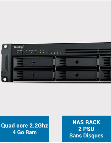 Synology RS1221RP+ Servidor NAS en rad 2U de 8 bahías (Sin discos)