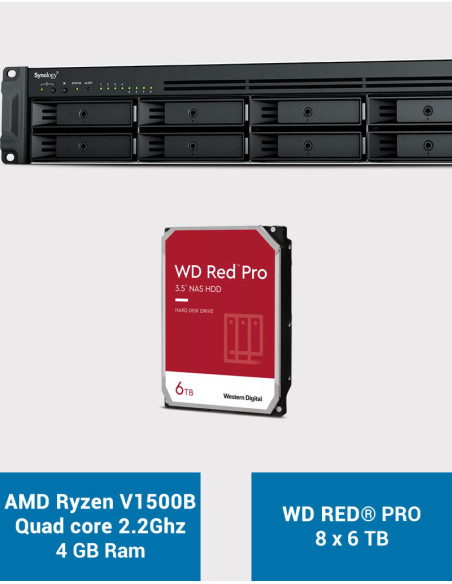 Synology RS1221+ Servidor NAS Rack WD RED PRO 48TB (8x6TB)