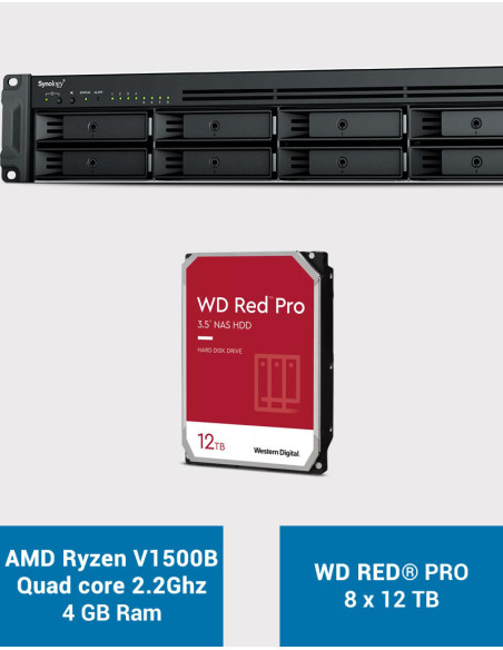 Synology RS1221+ Serveur NAS Rack WD RED PRO 96To (8x12To)