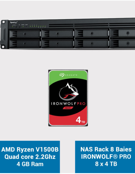 Synology RS1221+ Serveur NAS Rack IRONWOLF PRO 32To (8x4To)