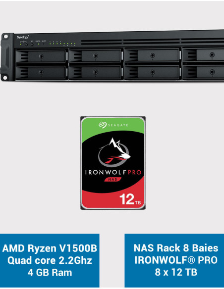 Synology RS1221+ Servidor NAS Rack IRONWOLF PRO 96TB (8x12TB)