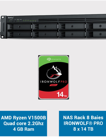 Synology RS1221+ Serveur NAS Rack IRONWOLF PRO 112To (8x14To)