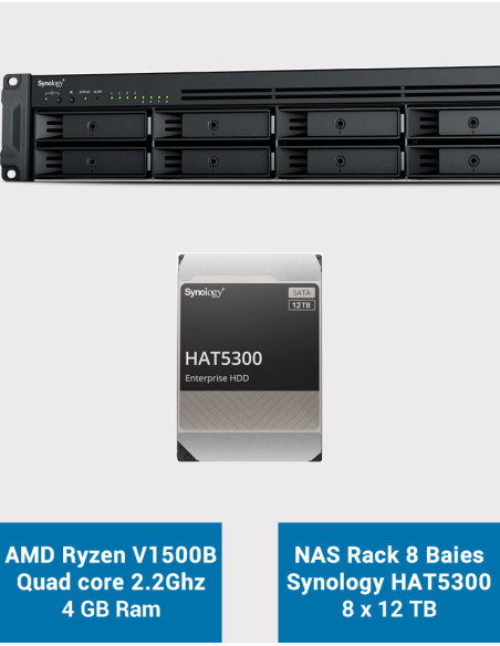 Synology RS1221+ Serveur NAS Rack HAT5300 96To (8x12To)