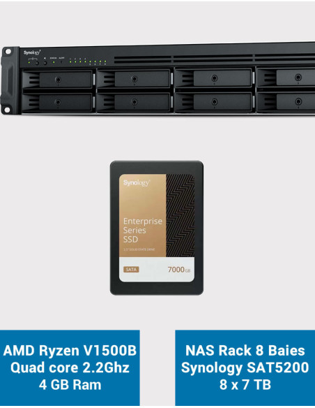 Synology RS1221+ Servidor NAS Rack SAT5200 56TB (8x7TB)