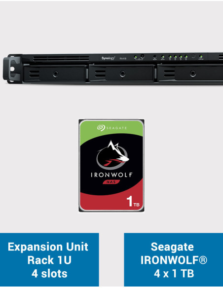 Synology RX418 Unidad de expansión Rackstation 1U IRONWOLF 4TB (4x1TB)